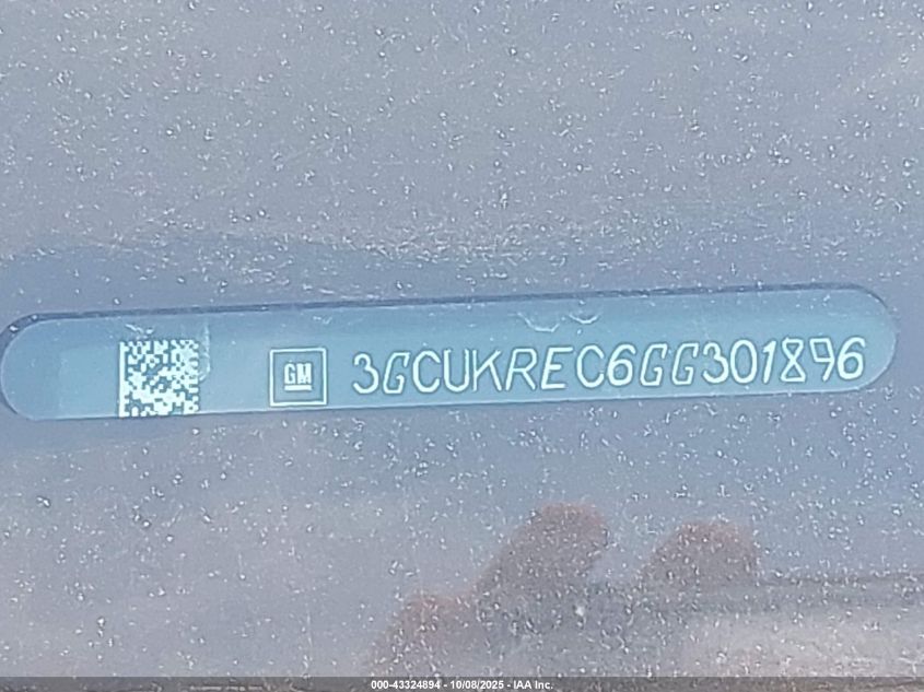 2016 Chevrolet Silverado 1500 1Lt VIN: 3GCUKREC6GG301896 Lot: 43324894