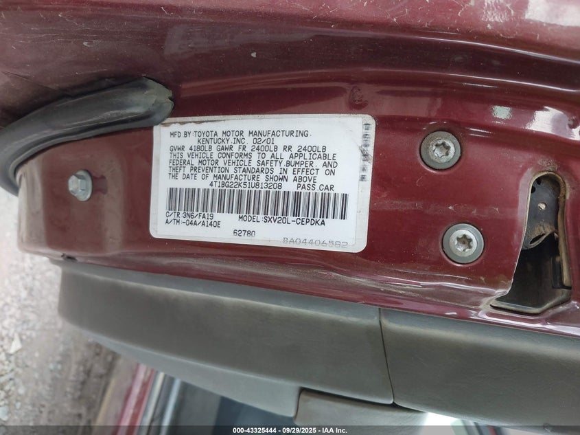 4T1BG22K51U813208 2001 TOYOTA CAMRY photo no. 9