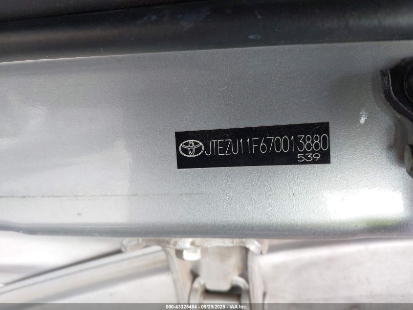 2007 Toyota Fj Cruiser VIN: JTEZU11F670013880 Lot: 43325454
