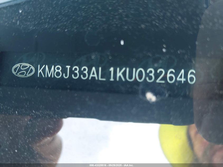 2019 Hyundai Tucson Ultimate VIN: KM8J33AL1KU032646 Lot: 43325516