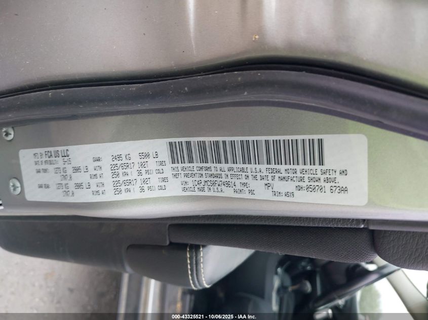 2015 Jeep Cherokee Latitude VIN: 1C4PJMCS0FW749614 Lot: 43325521