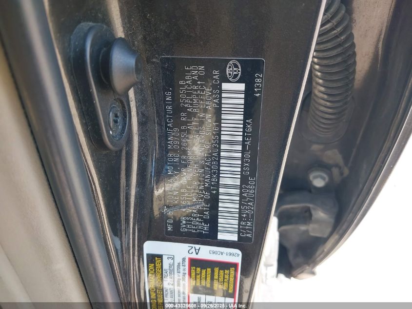 2010 Toyota Avalon Xls VIN: 4T1BK3DB2AU355161 Lot: 43325608