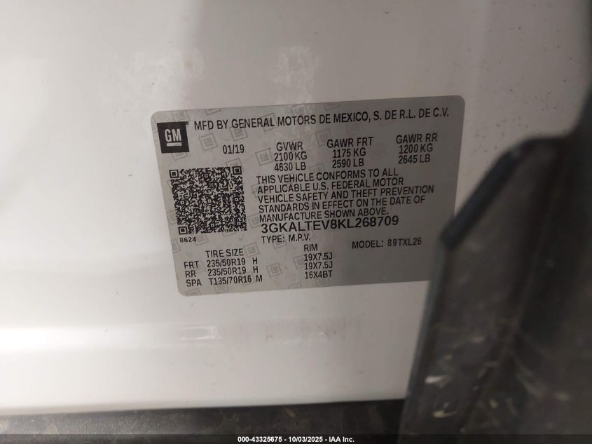 2019 GMC Terrain Sle VIN: 3GKALTEV8KL268709 Lot: 43325675