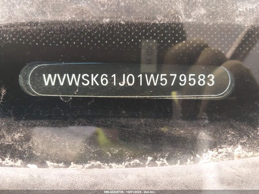2001 Volkswagen Jetta Gls VIN: WVWSK61J01W579583 Lot: 43325736