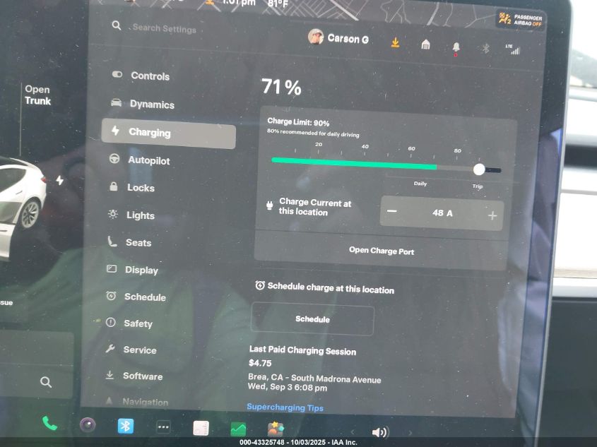 2021 Tesla Model 3 VIN: 5YJ3E1EB4MF997381 Lot: 43325748