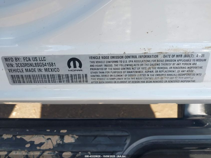 2025 Ram 2500 Laramie Crew Cab 4X4 6'4 Box VIN: 3C63R5NL8SG541581 Lot: 43325828