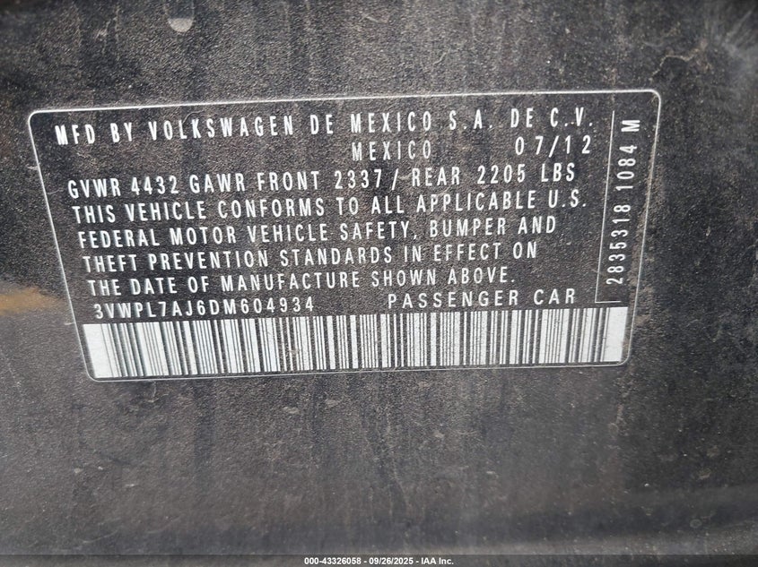 2013 VOLKSWAGEN JETTA SPORTWAGEN 2.0L TDI 3VWPL7AJ6DM604934