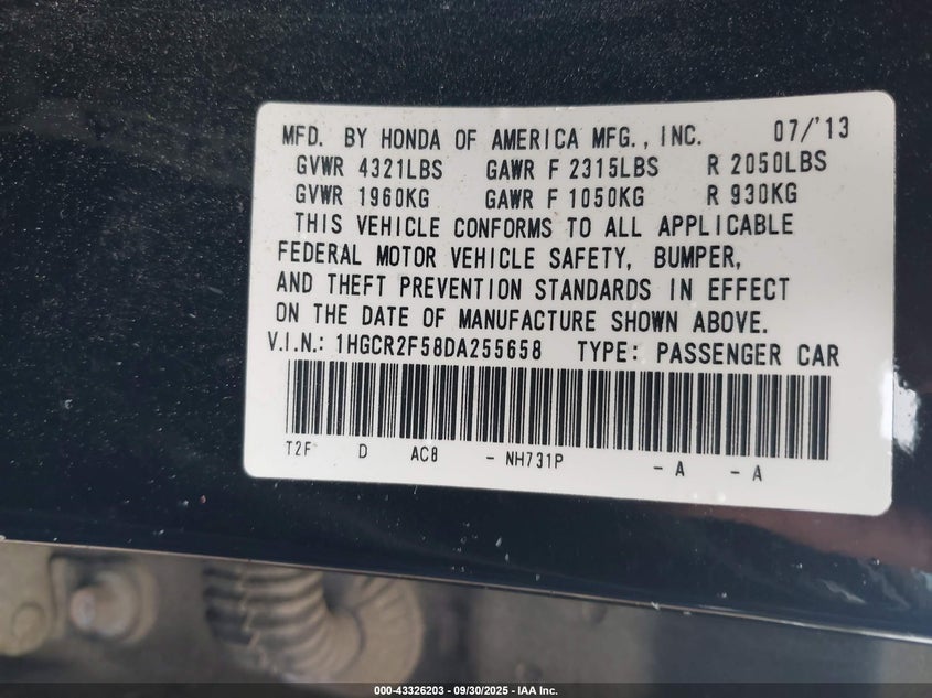 2013 HONDA ACCORD SPORT - 1HGCR2F58DA255658