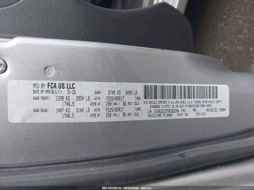 2016 DODGE GRAND CARAVAN SXT - 2C4RDGCG7GR366504