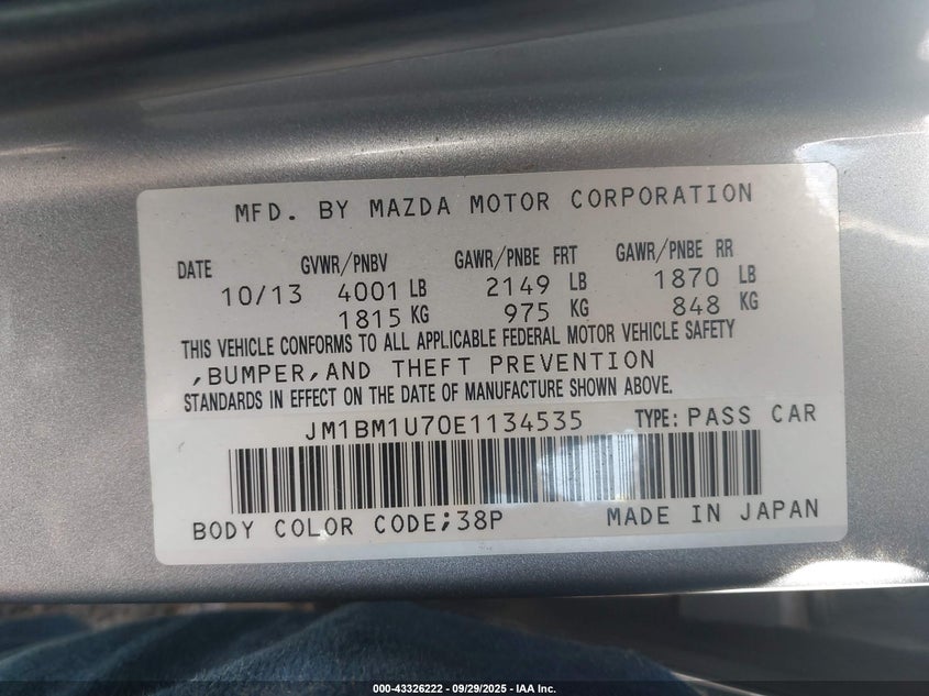 2014 MAZDA MAZDA3 I SPORT - JM1BM1U70E1134535