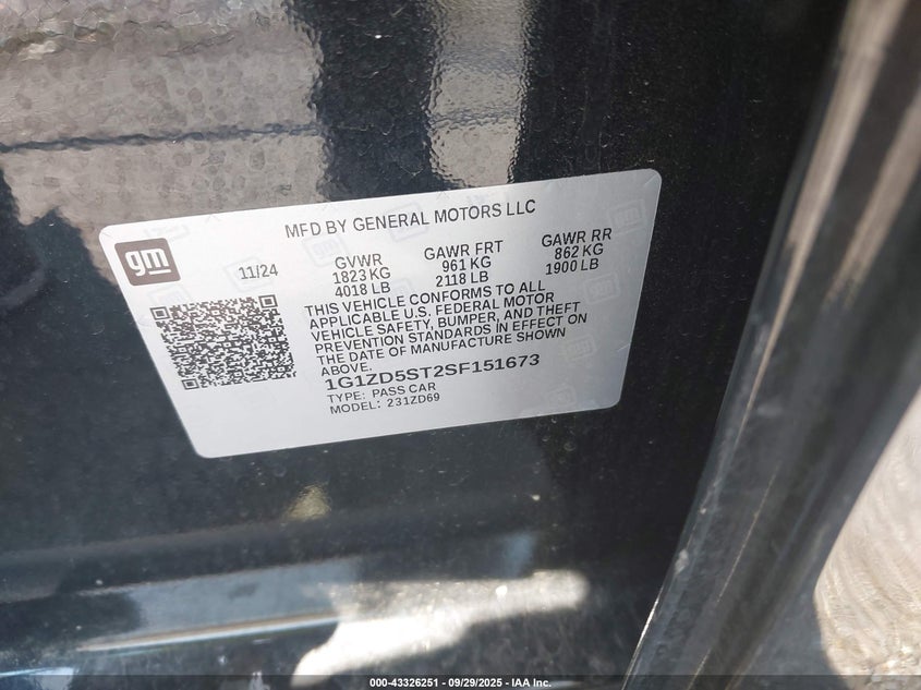 2025 CHEVROLET MALIBU FWD 1LT - 1G1ZD5ST2SF151673