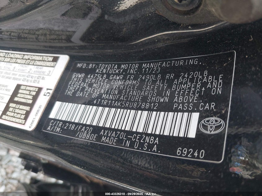 2024 TOYOTA CAMRY LE - 4T1R11AK5RU878812