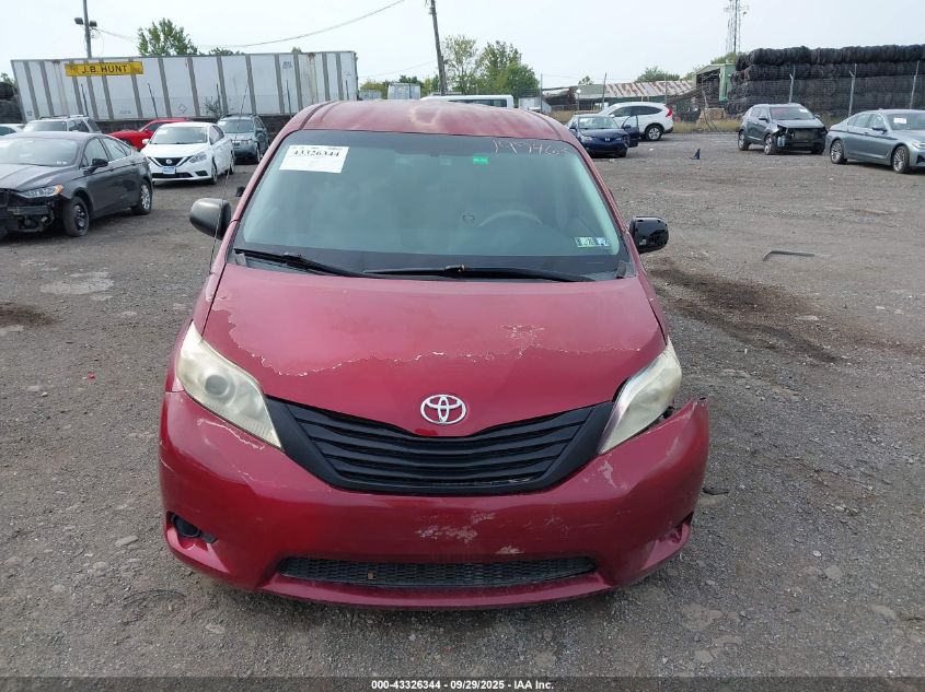 2012 Toyota Sienna Base V6 7 Passenger VIN: 5TDZK3DCTC5197463 Lot: 43326344