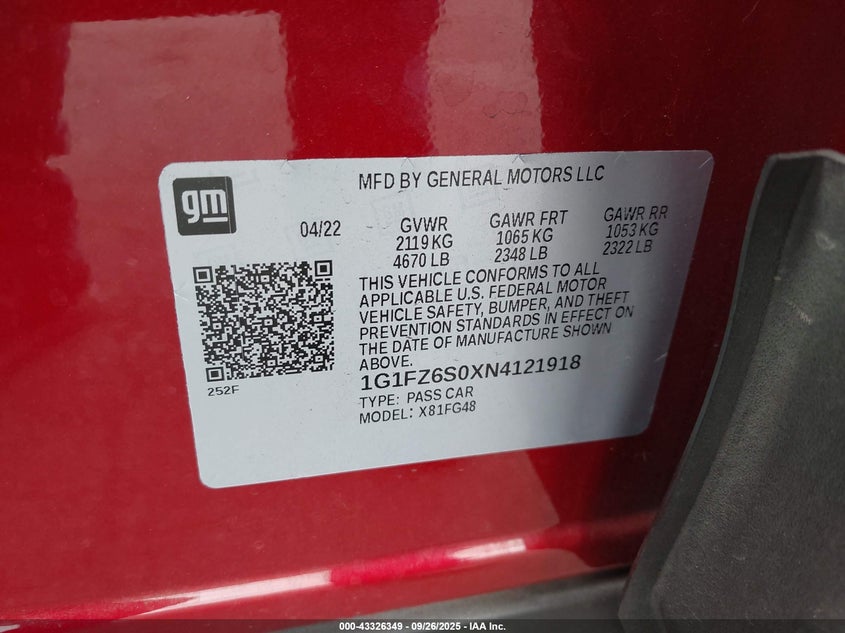 2022 CHEVROLET BOLT EUV FWD PREMIER - 1G1FZ6S0XN4121918