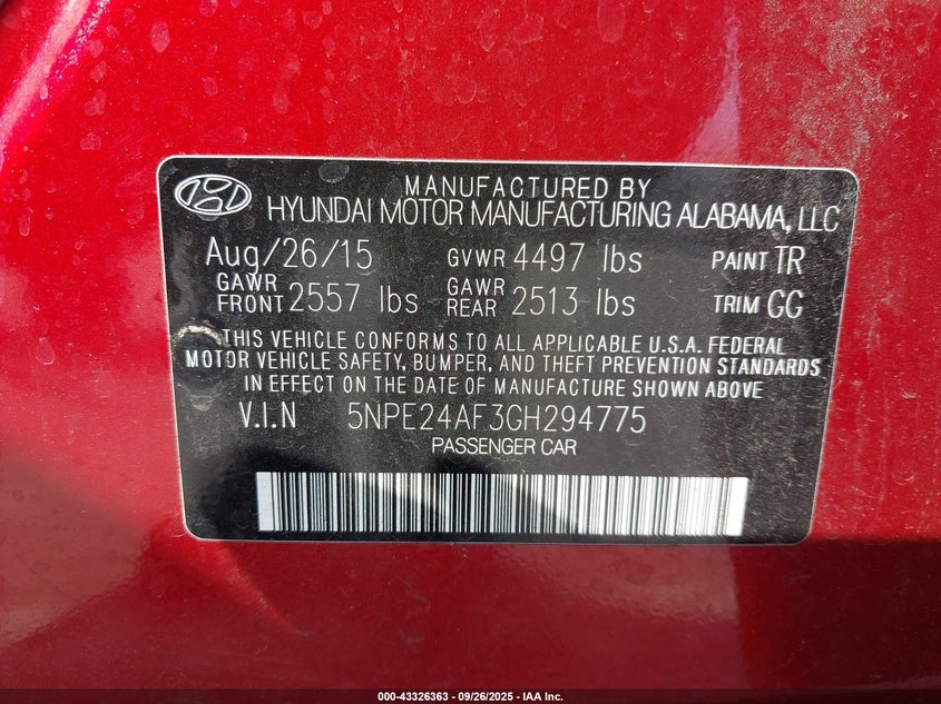 2016 HYUNDAI SONATA SE - 5NPE24AF3GH294775