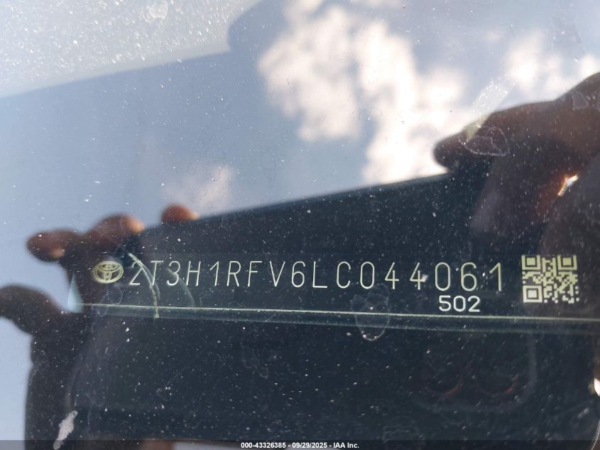 2020 Toyota Rav4 Le VIN: 2T3H1RFV6LC044061 Lot: 43326385