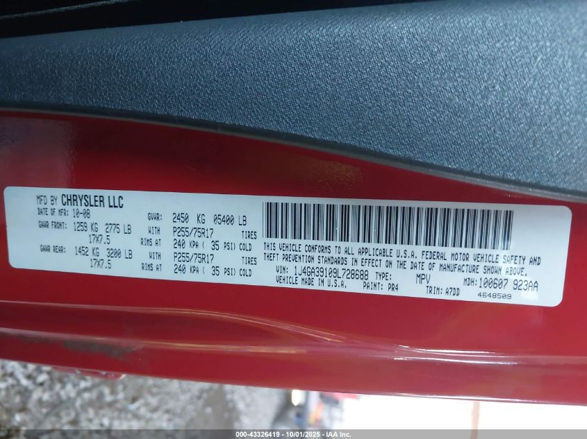 2009 Jeep Wrangler Unlimited X VIN: 1J4GA39109L728688 Lot: 43326419