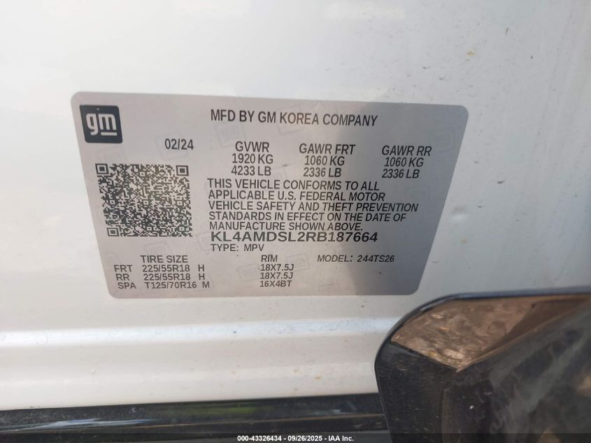 2024 Buick Encore Gx Sport Touring Fwd VIN: KL4AMDSL2RB187664 Lot: 43326434