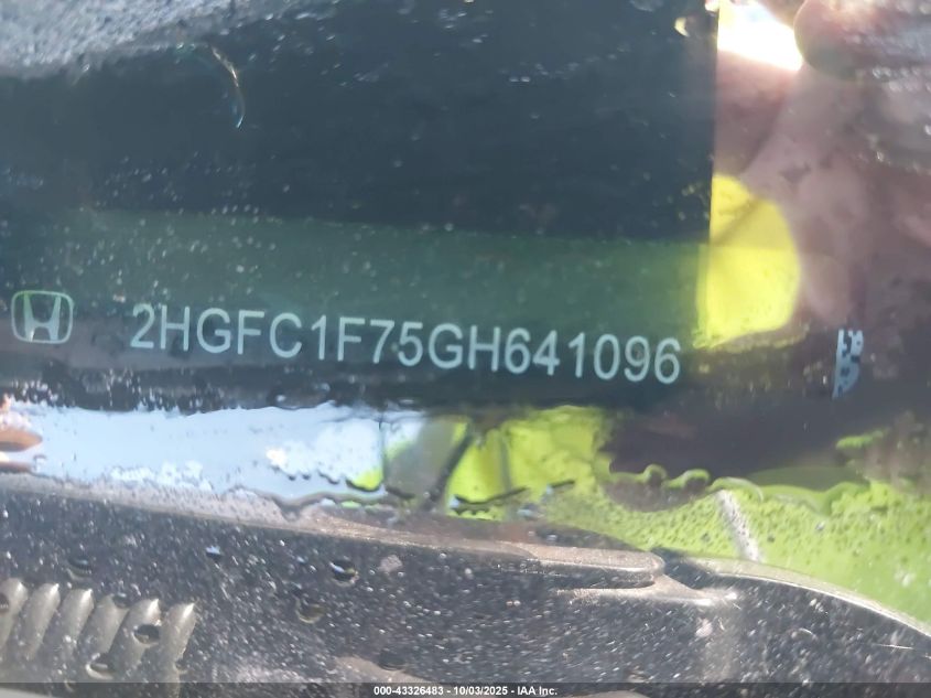 2016 Honda Civic Ex-L VIN: 2HGFC1F75GH641096 Lot: 43326483
