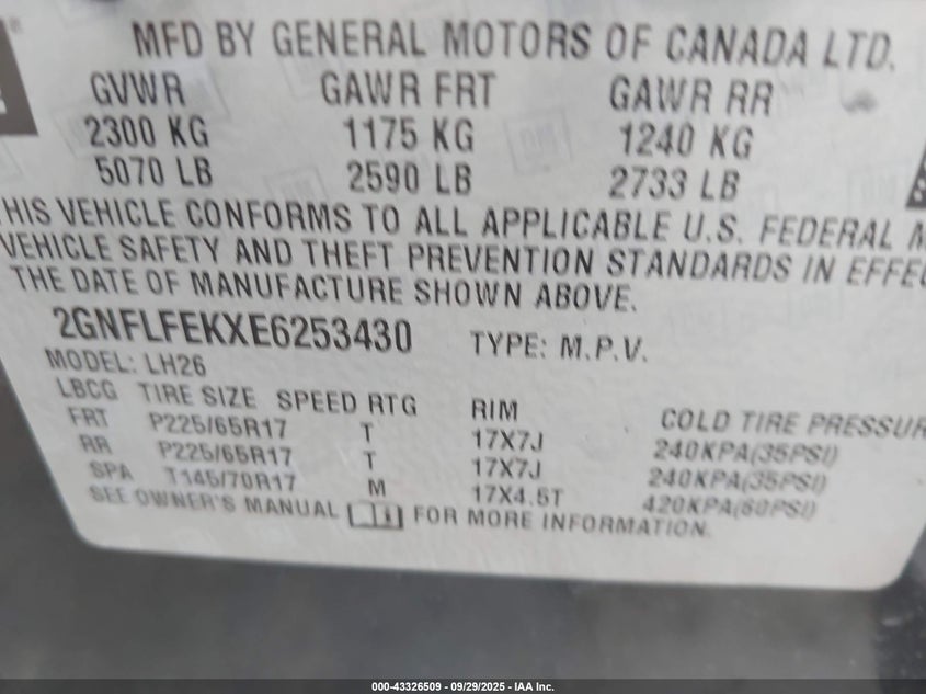 2014 CHEVROLET EQUINOX 1LT - 2GNFLFEKXE6253430