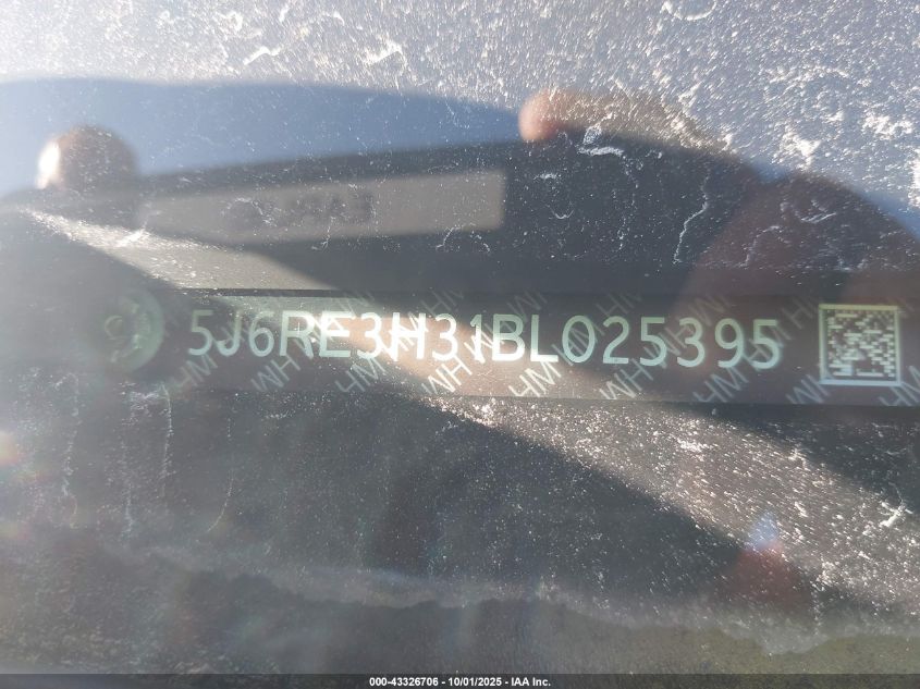 2011 Honda Cr-V Lx VIN: 5J6RE3H31BL025395 Lot: 43326706