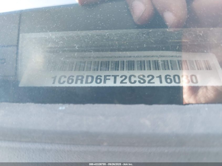 2012 Ram 1500 St VIN: 1C6RD6FT2CS216030 Lot: 43326799