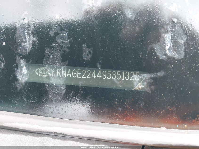 2009 Kia Optima Sx V6 VIN: KNAGE224495351325 Lot: 43326903