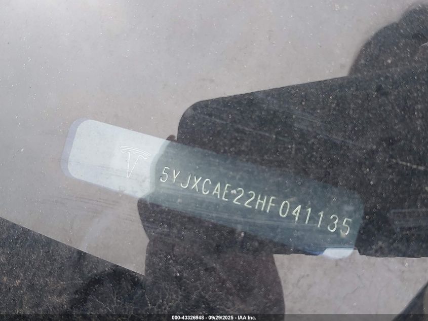 2017 Tesla Model X 100D/75D/90D VIN: 5YJXCAE22HF041135 Lot: 43326948