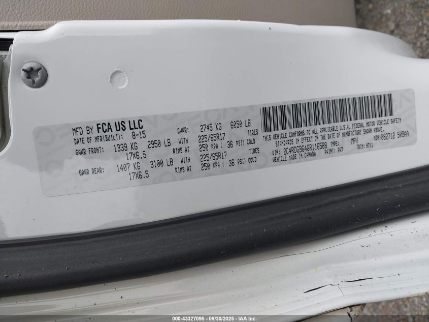 2016 Dodge Grand Caravan Se VIN: 2C4RDGBG4GR116588 Lot: 43327095