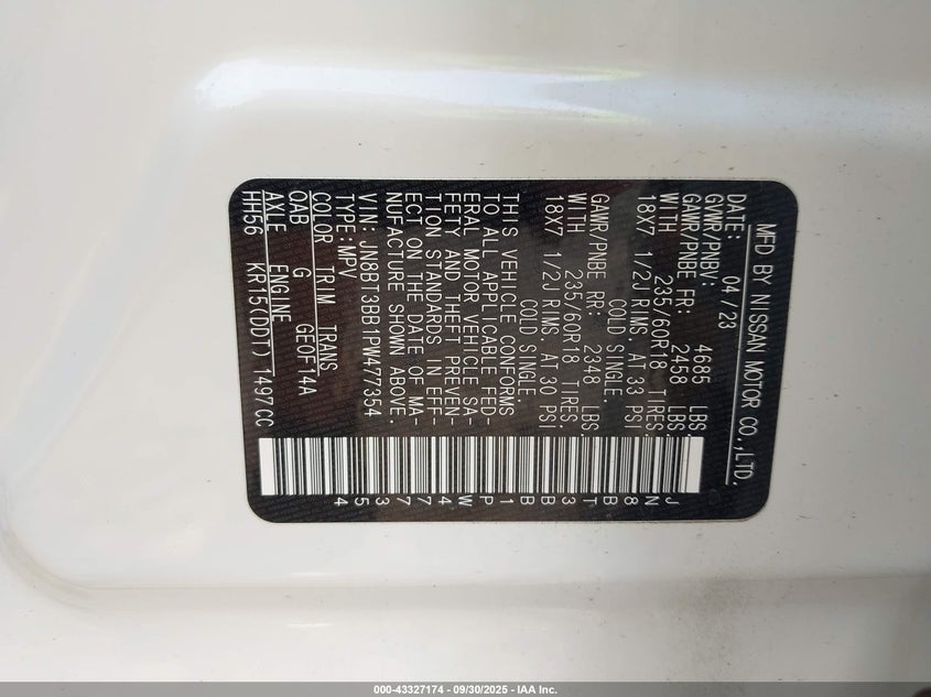 2023 Nissan Rogue Sv Intelligent Awd VIN: JN8BT3BB1PW477354 Lot: 43327174