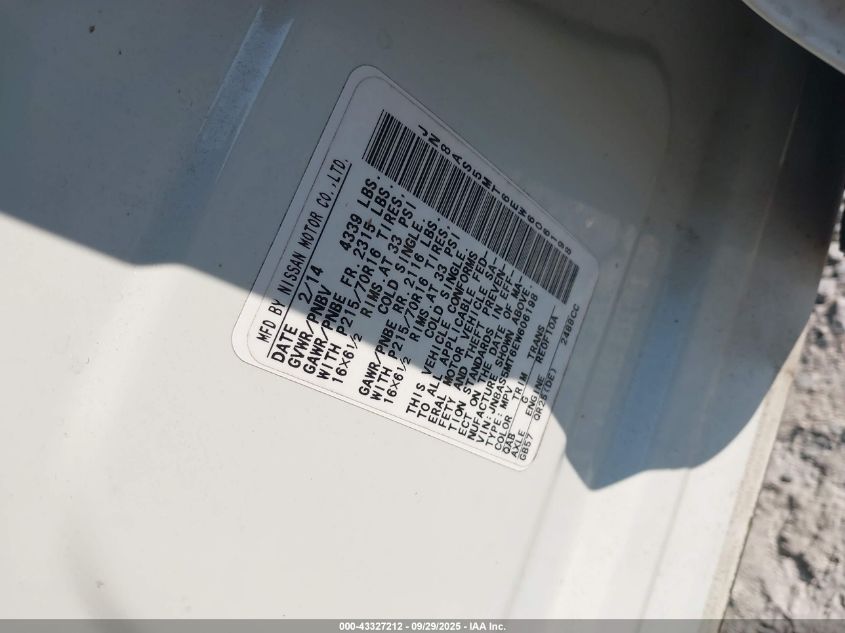 2014 Nissan Rogue Select S VIN: JN8AS5MT6EW606198 Lot: 43327212