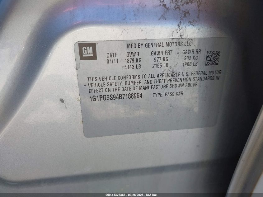2011 Chevrolet Cruze 2Lt VIN: 1G1PG5S94B7188964 Lot: 43327366