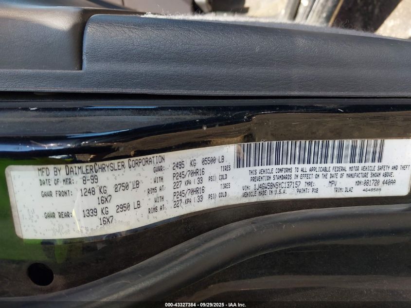 2000 Jeep Grand Cherokee Limited VIN: 1J4GW58N5YC137157 Lot: 43327384