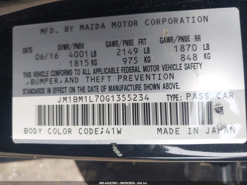 2016 MAZDA MAZDA3 I TOURING - JM1BM1L70G1355234