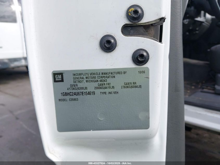2007 Chevrolet Silverado 2500Hd Classic Work Truck VIN: 1GBHC24U67E154619 Lot: 43327524
