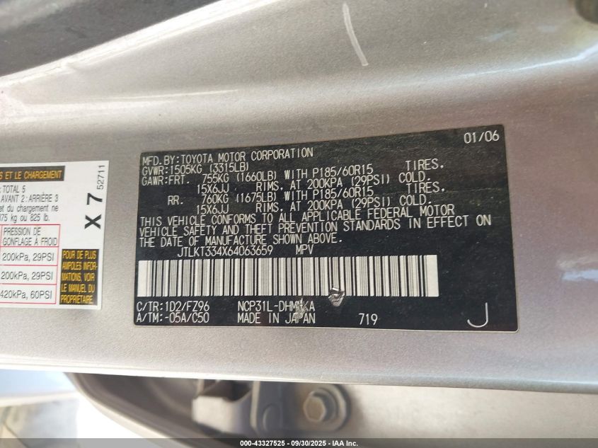 2006 Scion Xb VIN: JTLKT334X64063659 Lot: 43327525