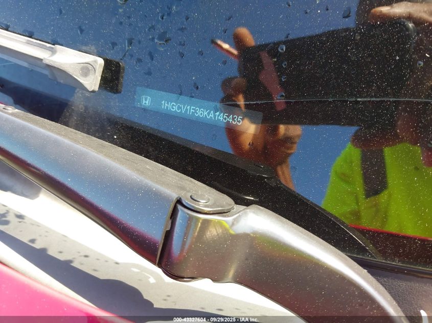 2019 Honda Accord Sport VIN: 1HGCV1F36KA145435 Lot: 43327604