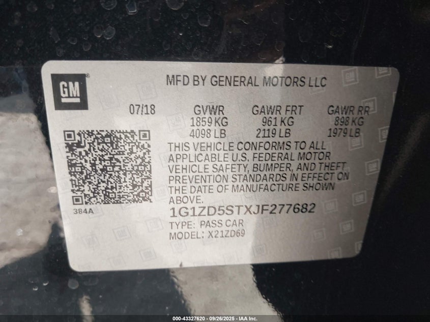 2018 CHEVROLET MALIBU LT - 1G1ZD5STXJF277682