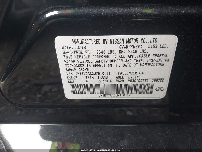 2018 INFINITI Q50 3.0T LUXE - JN1EV7AR3JM610114