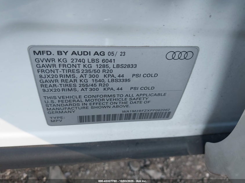 2023 AUDI Q4 E-TRON PRESTIGE 50 QUATTRO WA1M2BFZXPP062062