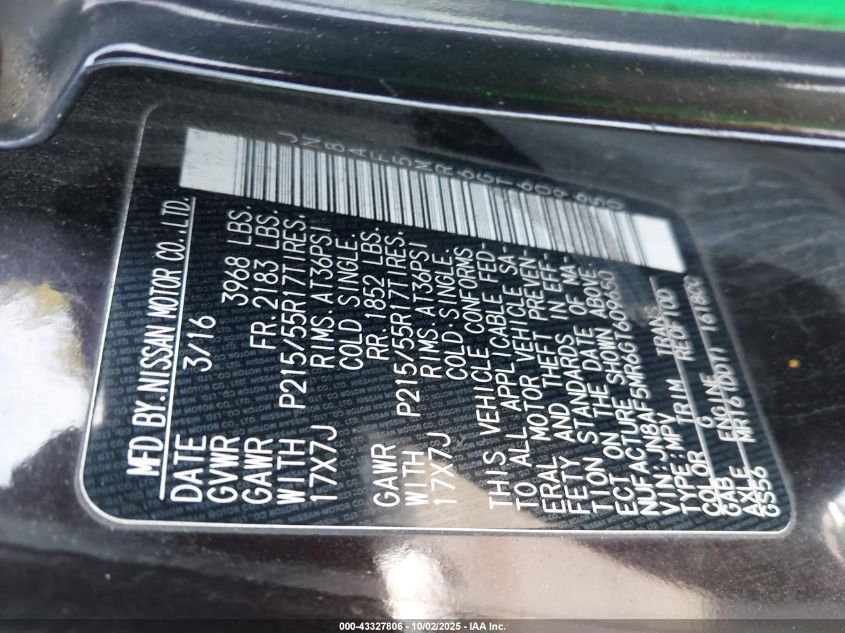 2016 Nissan Juke Nismo/S/Sl/Sv VIN: JN8AF5MR6GT609650 Lot: 43327806