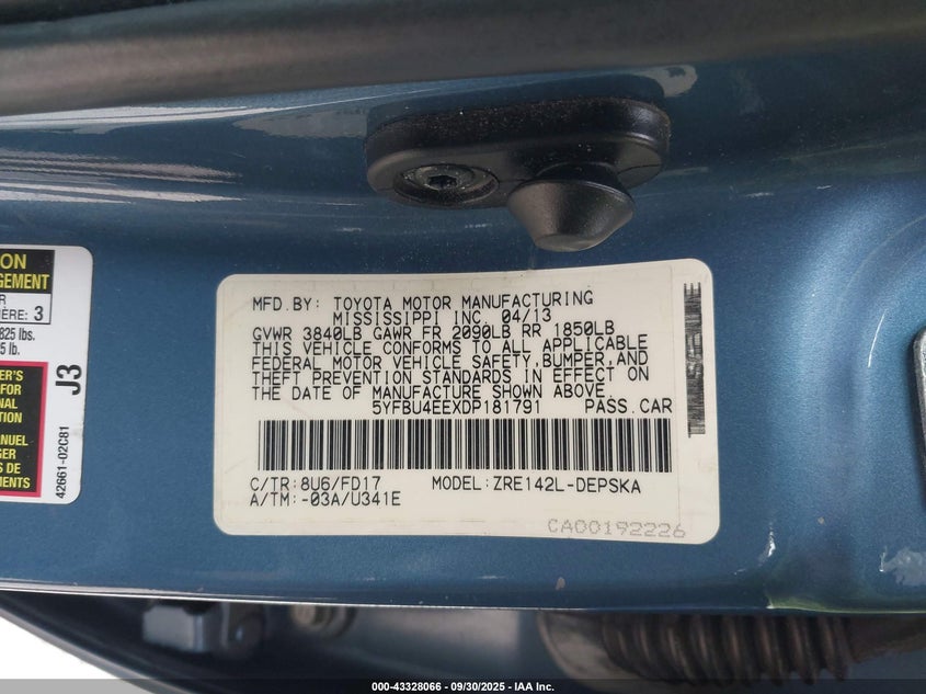 2013 TOYOTA COROLLA S - 5YFBU4EEXDP181791