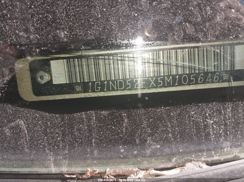 2005 Chevrolet Classic VIN: 1G1ND52FX5M105646 Lot: 43328071