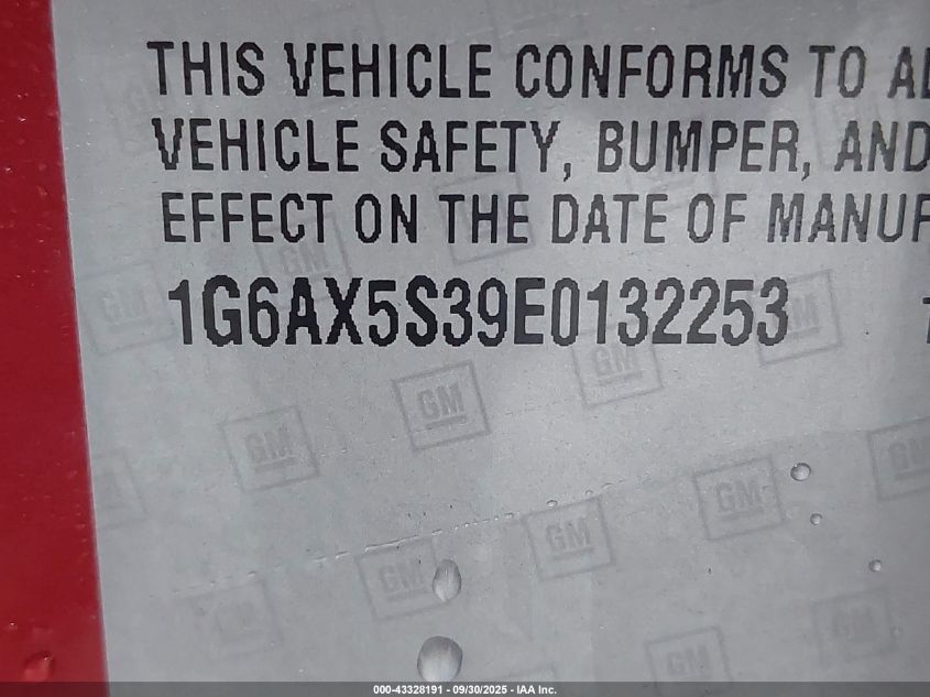 2014 Cadillac Cts Luxury VIN: 1G6AX5S39E0132253 Lot: 43328191