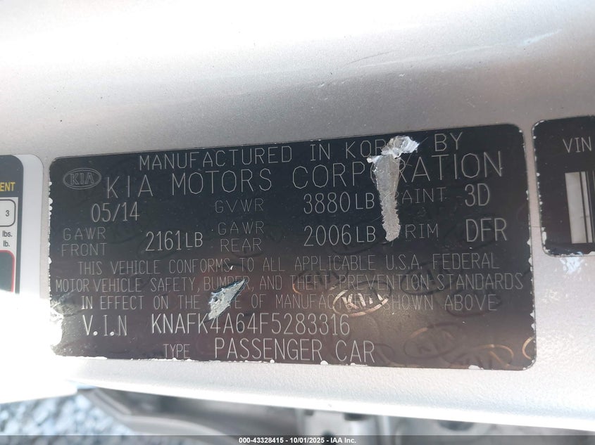 2015 KIA FORTE LX - KNAFK4A64F5283316