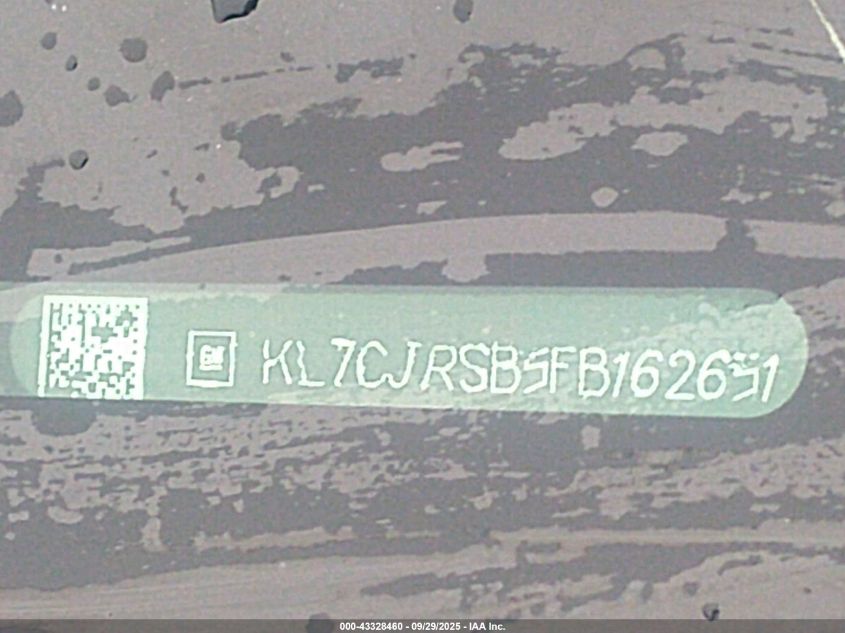 2015 Chevrolet Trax Lt VIN: KL7CJRSB5FB162651 Lot: 43328460