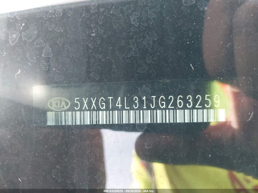 2018 Kia Optima Lx VIN: 5XXGT4L31JG263259 Lot: 43328535