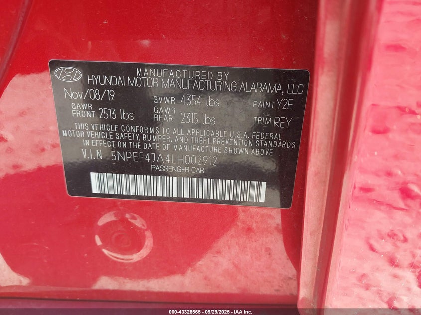 2020 HYUNDAI SONATA SEL - 5NPEF4JA4LH002912