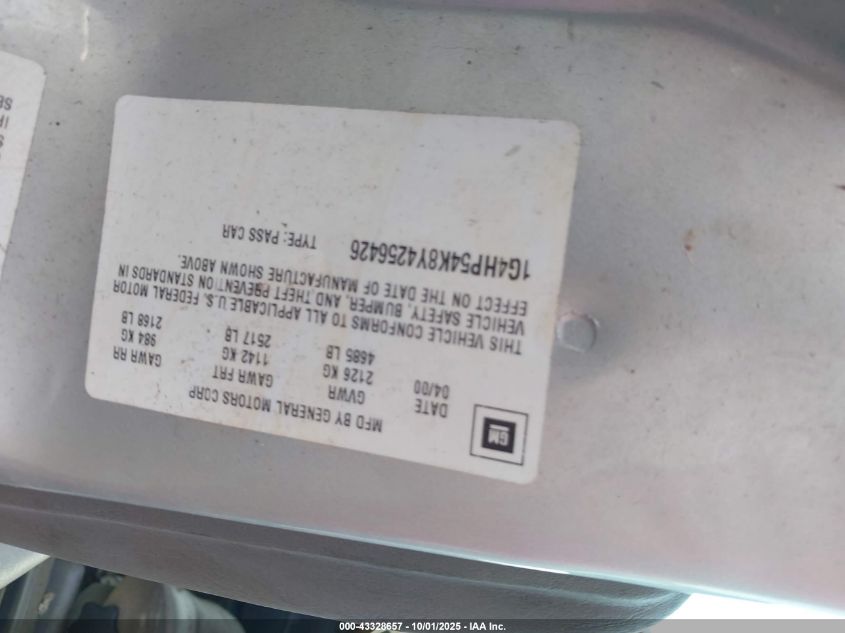 2000 Buick Lesabre Custom VIN: 1G4HP54K8Y4256426 Lot: 43328657