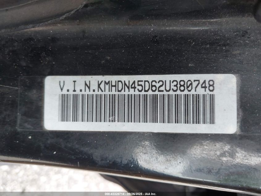 2002 Hyundai Elantra Gls VIN: KMHDN45D62U380748 Lot: 43328714